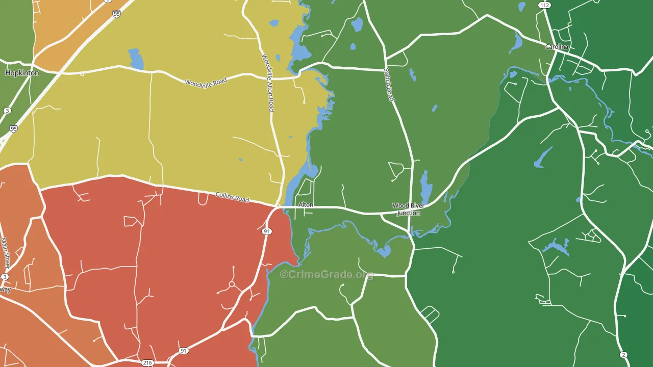 Wood River Junction, RI Map of Murder Rates