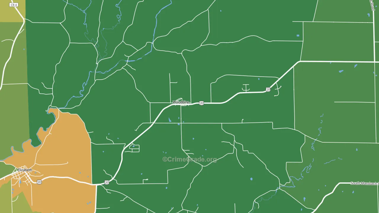 Woodbine, IL Map of Murder Rates