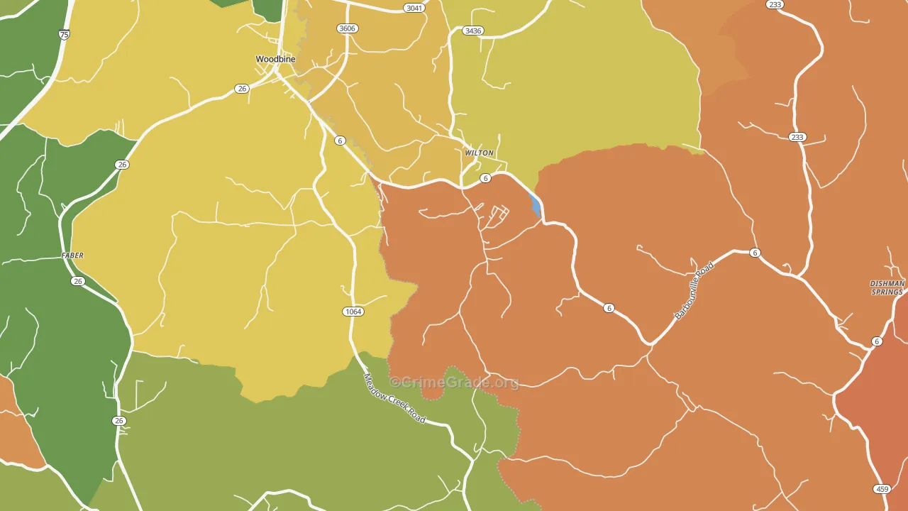 Woodbine, KY Map of Murder Rates