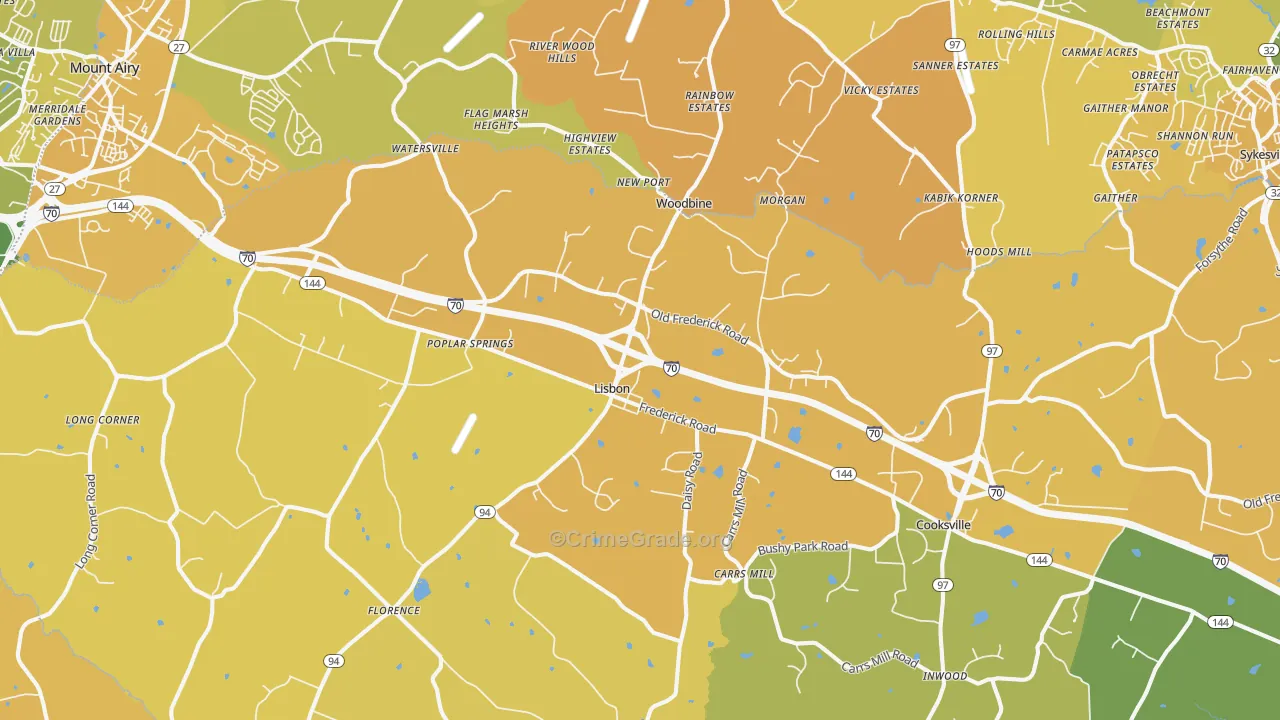 Woodbine, MD Map of Murder Rates