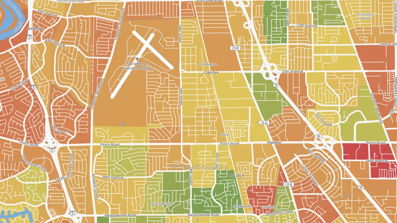 Woodbine, Sacramento, CA Map of Murder Rates