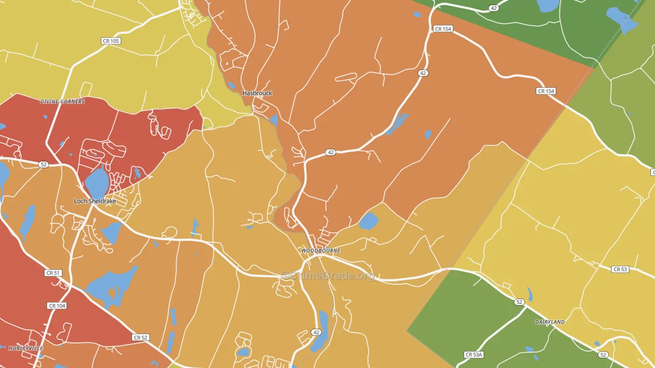 Woodbourne, NY Map of Murder Rates