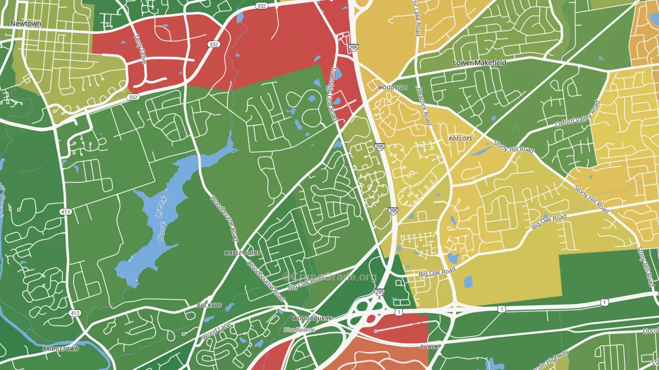 Woodbourne, PA Map of Murder Rates