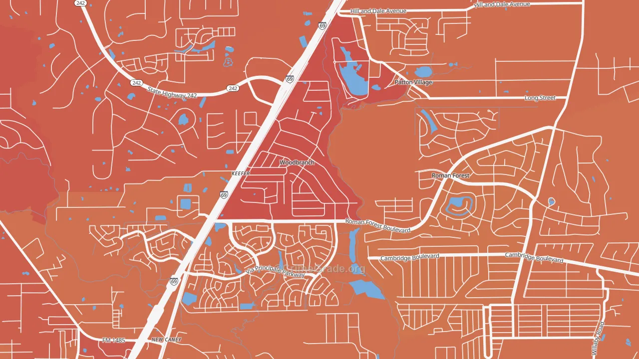 Woodbranch, TX Map of Murder Rates