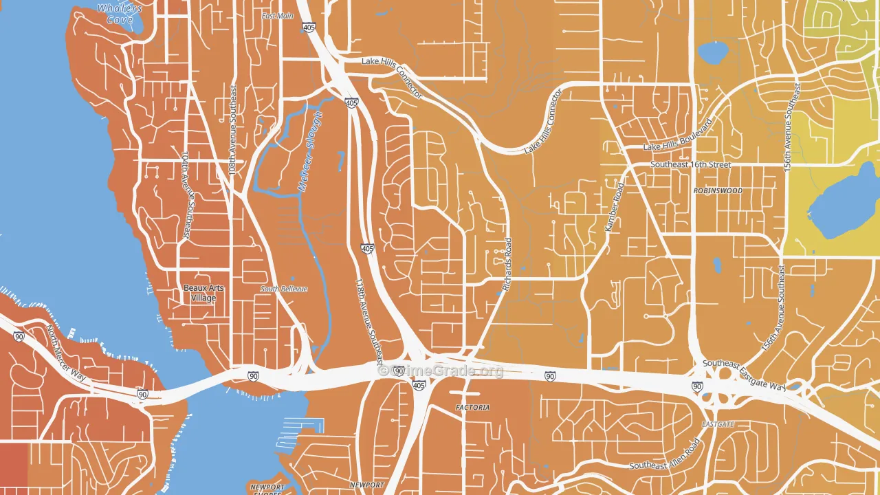 Woodbridge, Bellevue, WA Map of Murder Rates