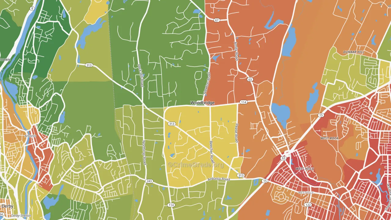 Woodbridge, CT Map of Murder Rates