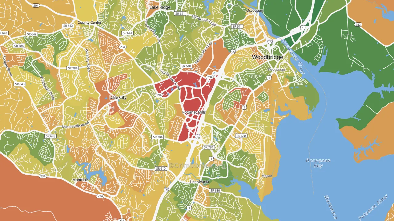 Woodbridge, VA Map of Murder Rates