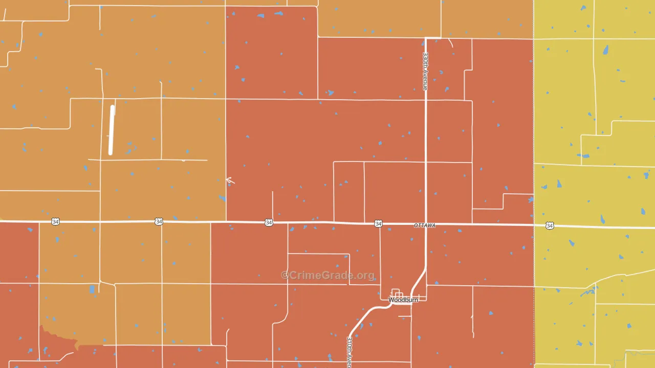 Woodburn, IA Map of Murder Rates