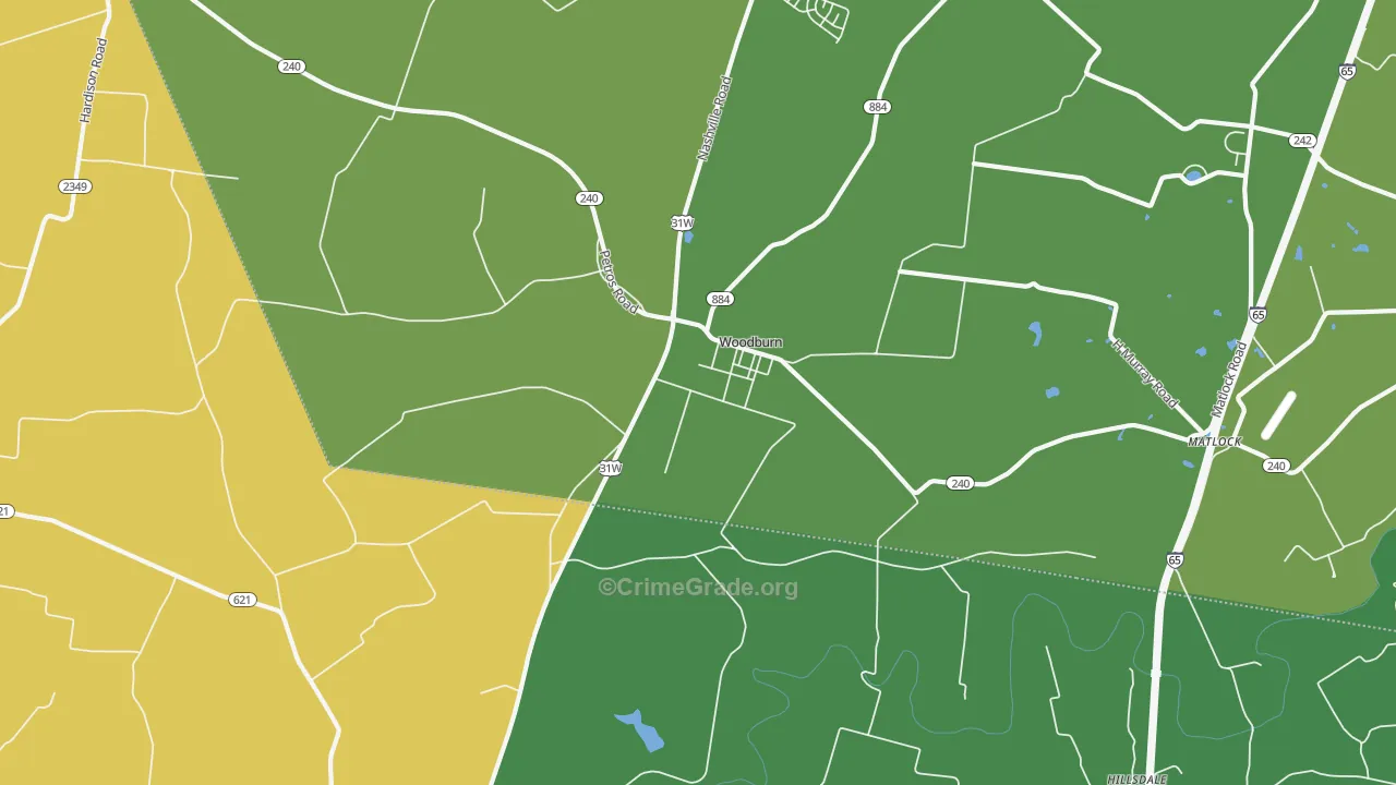 Woodburn, KY Map of Murder Rates