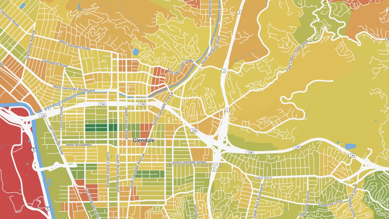 Woodbury-Glendale, Glendale, CA Map of Murder Rates