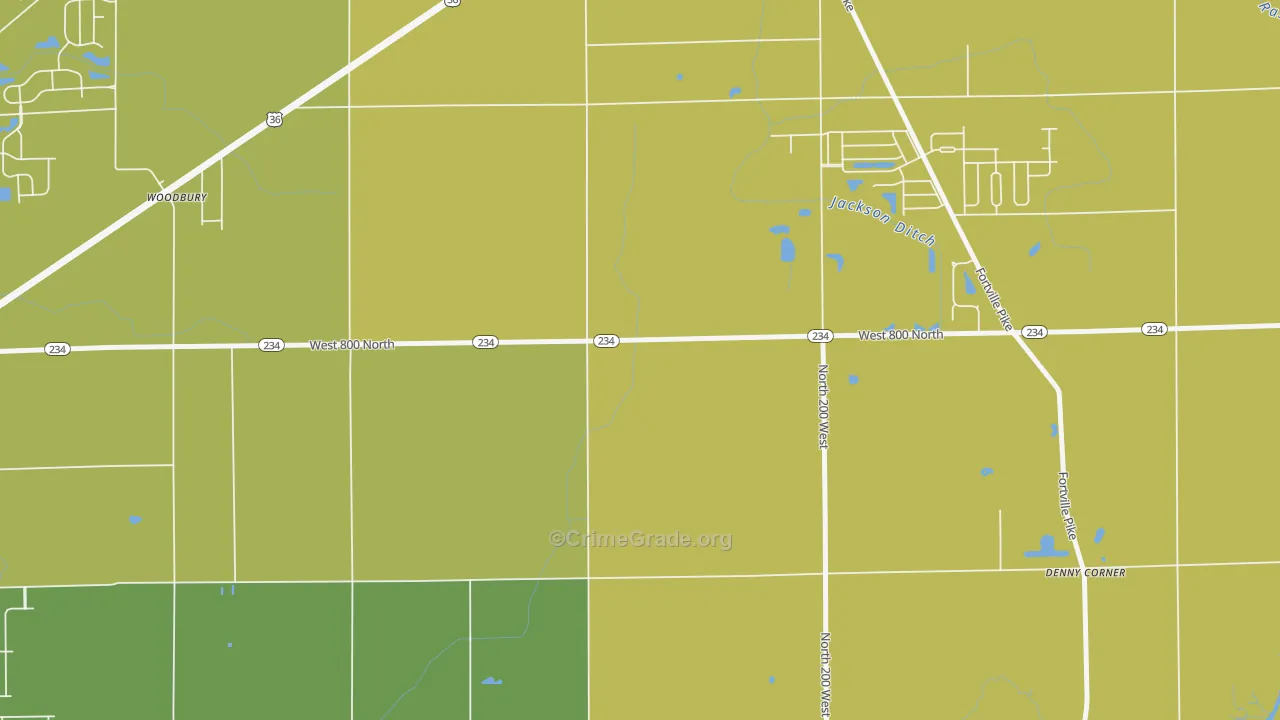Woodbury, IN Map of Murder Rates