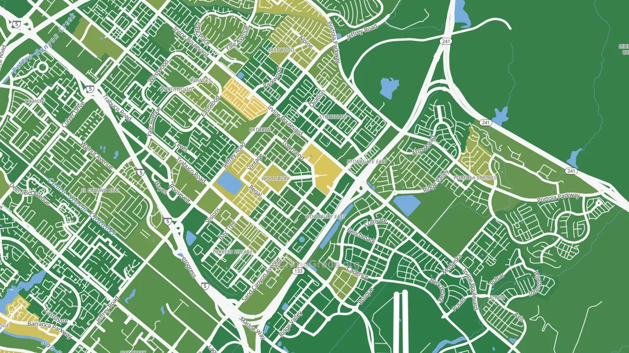 Woodbury, Irvine, CA Map of Murder Rates