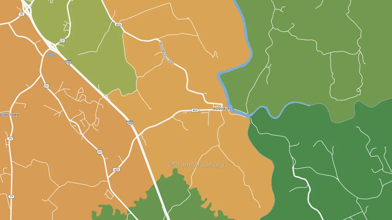 Woodbury, KY Map of Murder Rates