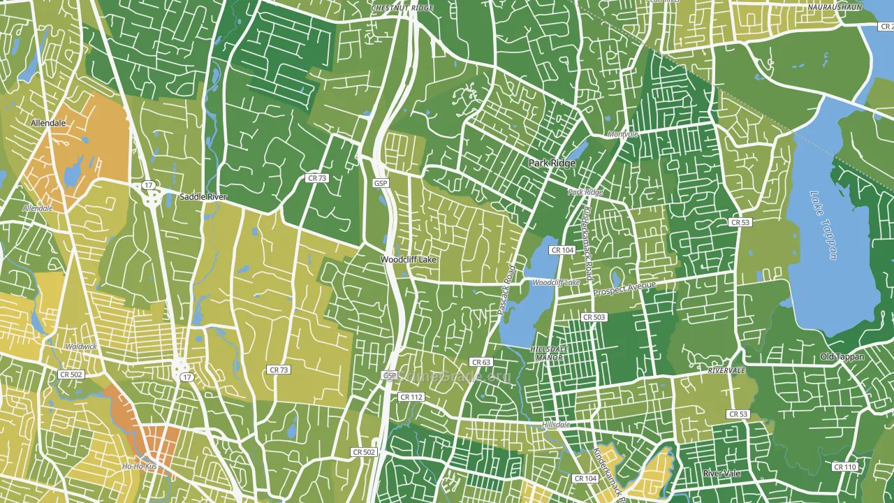 Woodcliff Lake, NJ Map of Murder Rates