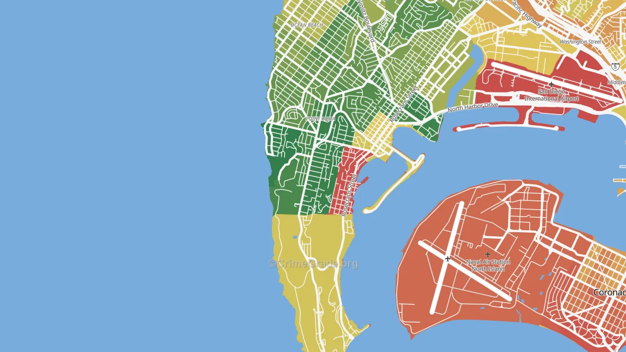 Wooded Area, San Diego, CA Map of Murder Rates