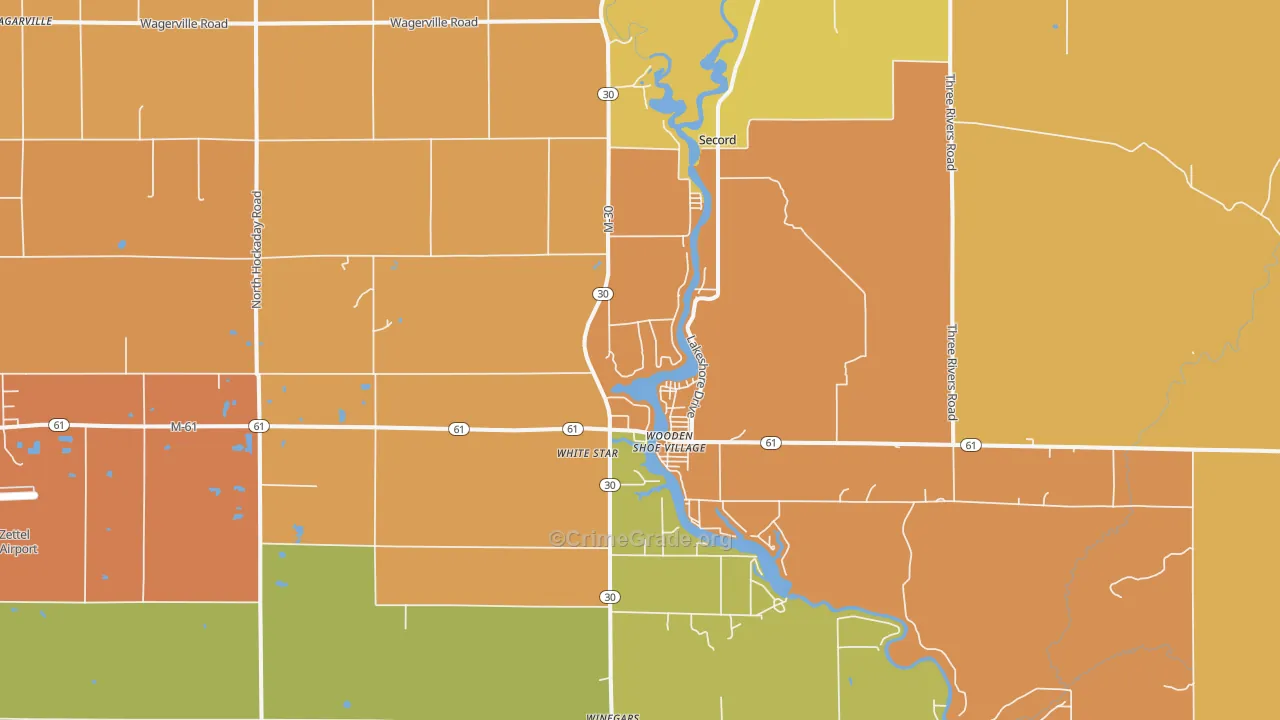 Wooden Shoe Village, MI Map of Murder Rates