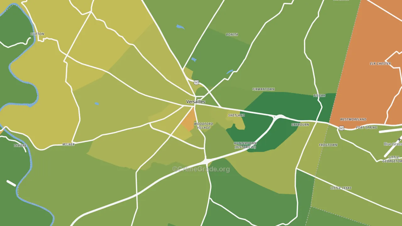 Woodford County, KY Map of Murder Rates