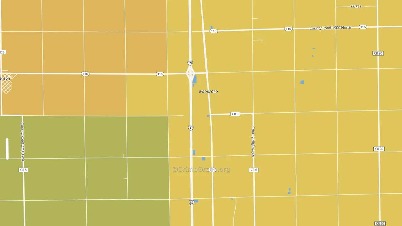 Woodford, IL Map of Murder Rates