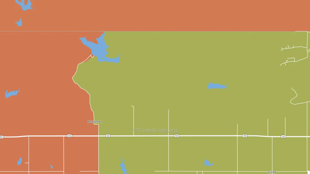 Woodford, OK Map of Murder Rates