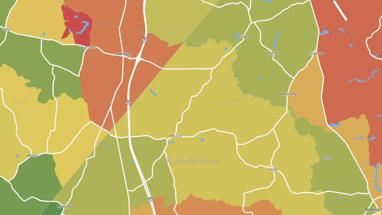 Woodford, VA Map of Murder Rates
