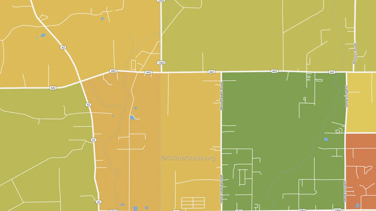 Woodhaven, LA Map of Murder Rates