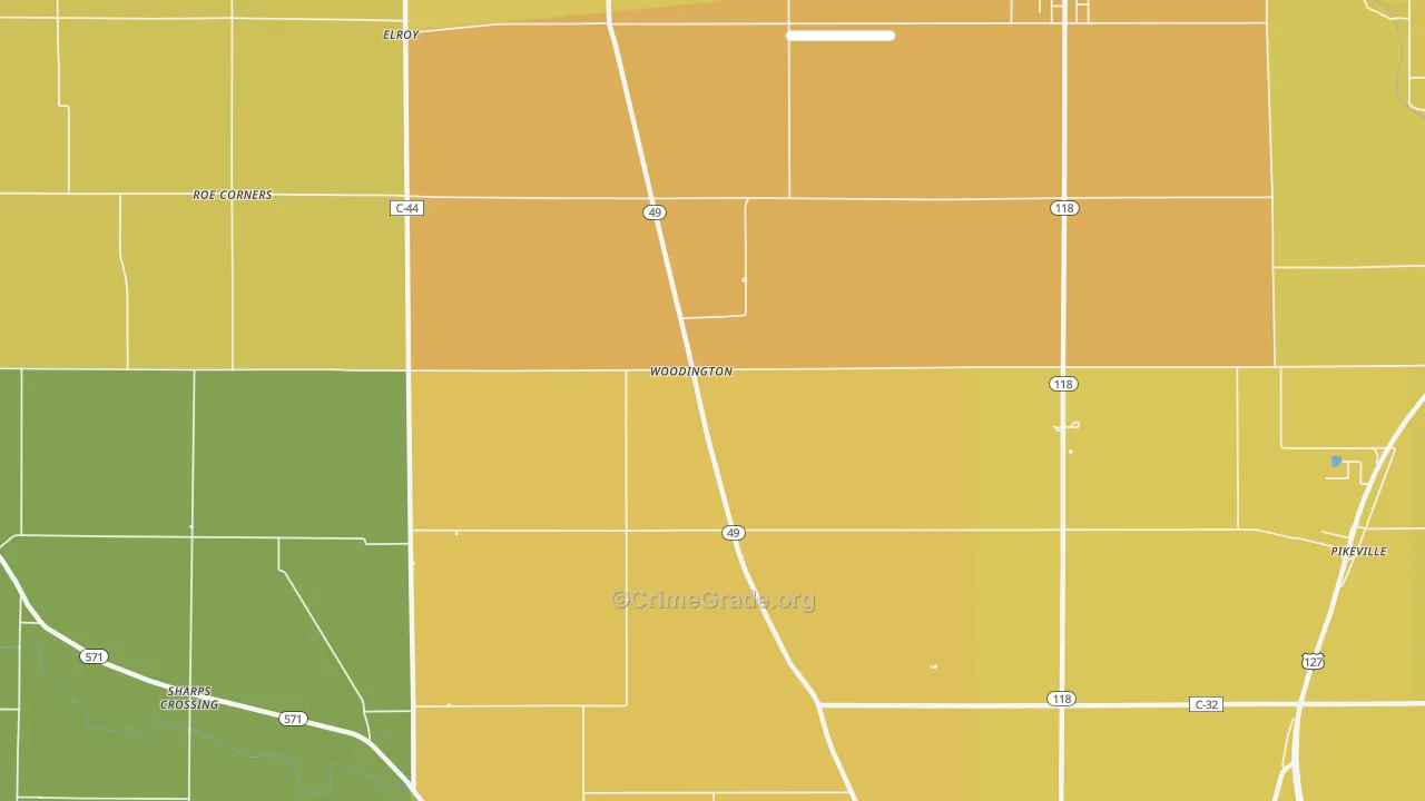 Woodington, OH Map of Murder Rates