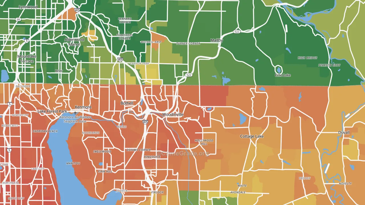 Woodinville, WA Map of Murder Rates