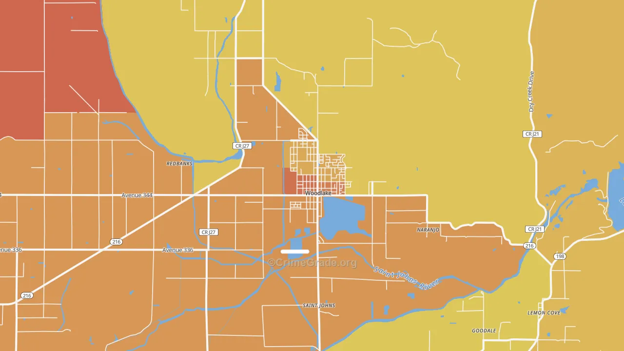 Woodlake, CA Map of Murder Rates