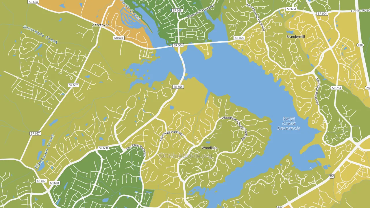 Woodlake, VA Map of Murder Rates