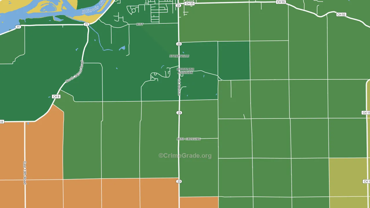 Woodland Addition, IL Map of Murder Rates