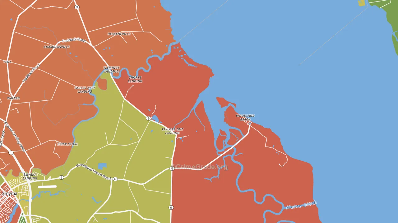 Woodland Beach, DE Map of Murder Rates