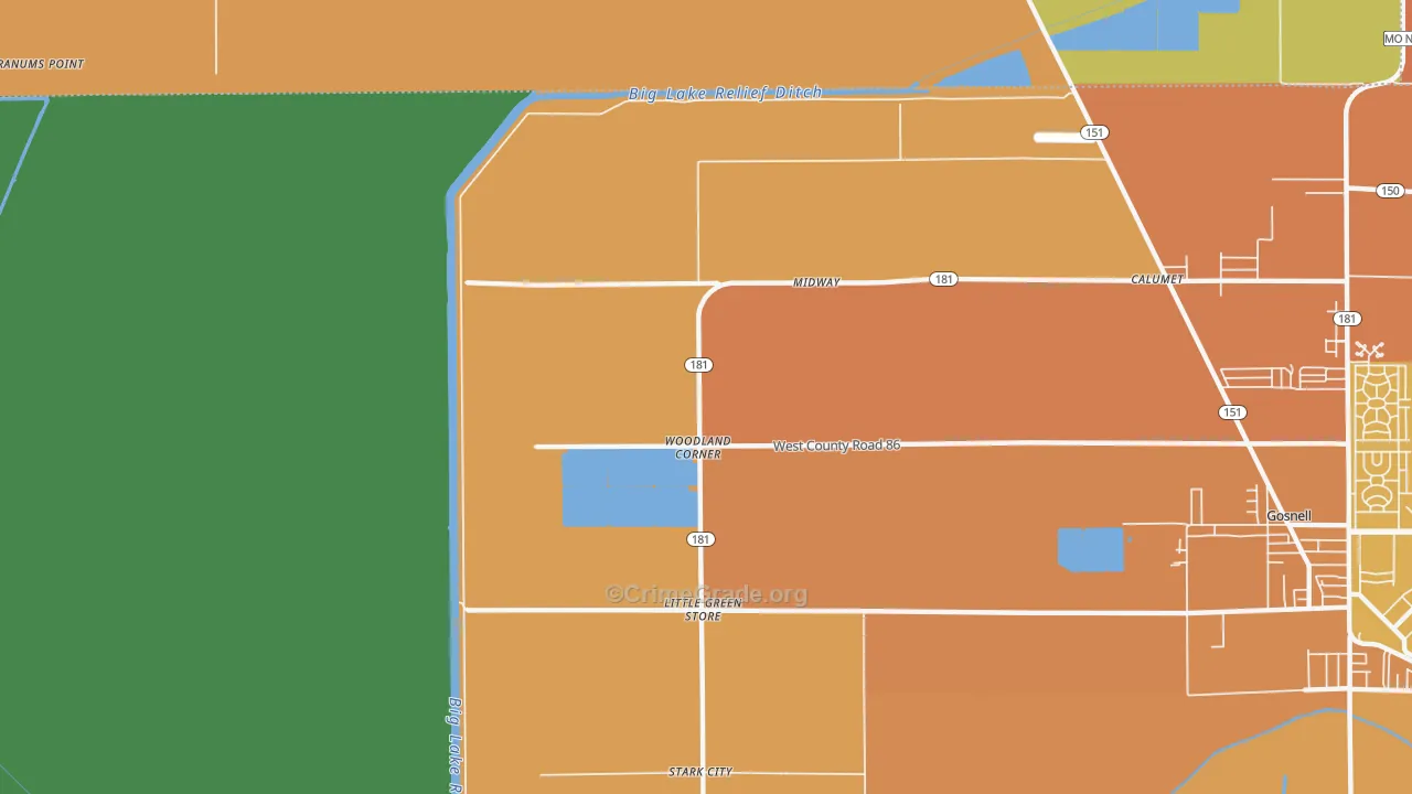 Woodland Corner, AR Map of Murder Rates