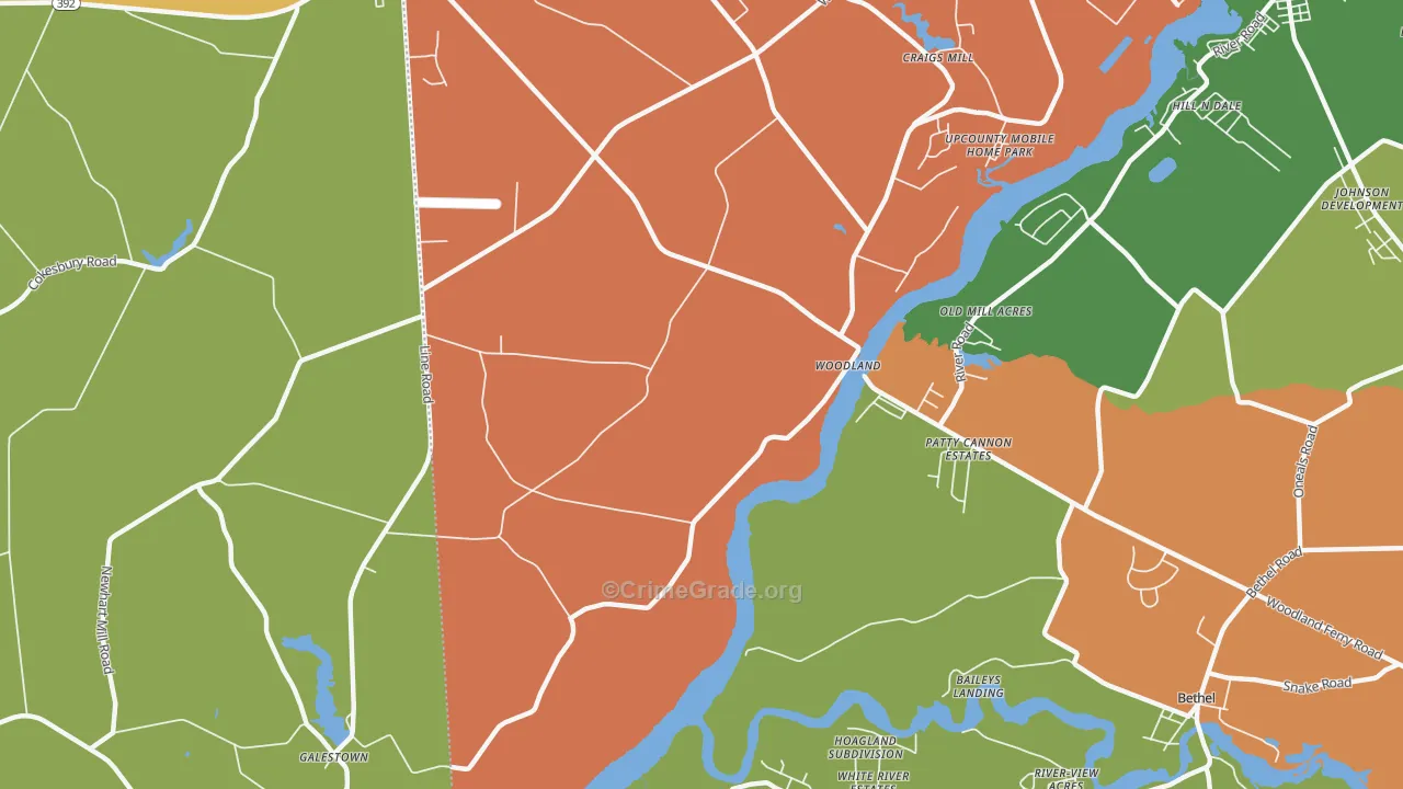 Woodland, DE Map of Murder Rates