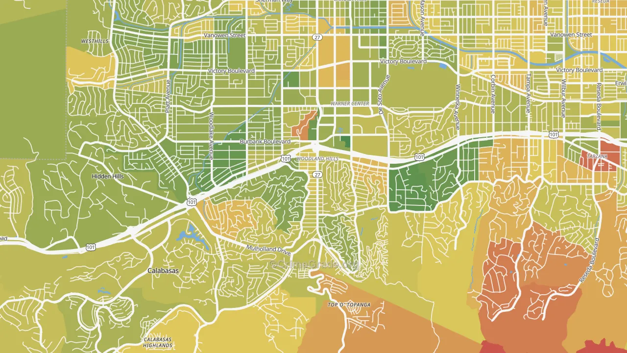 Woodland Hills, CA Map of Murder Rates