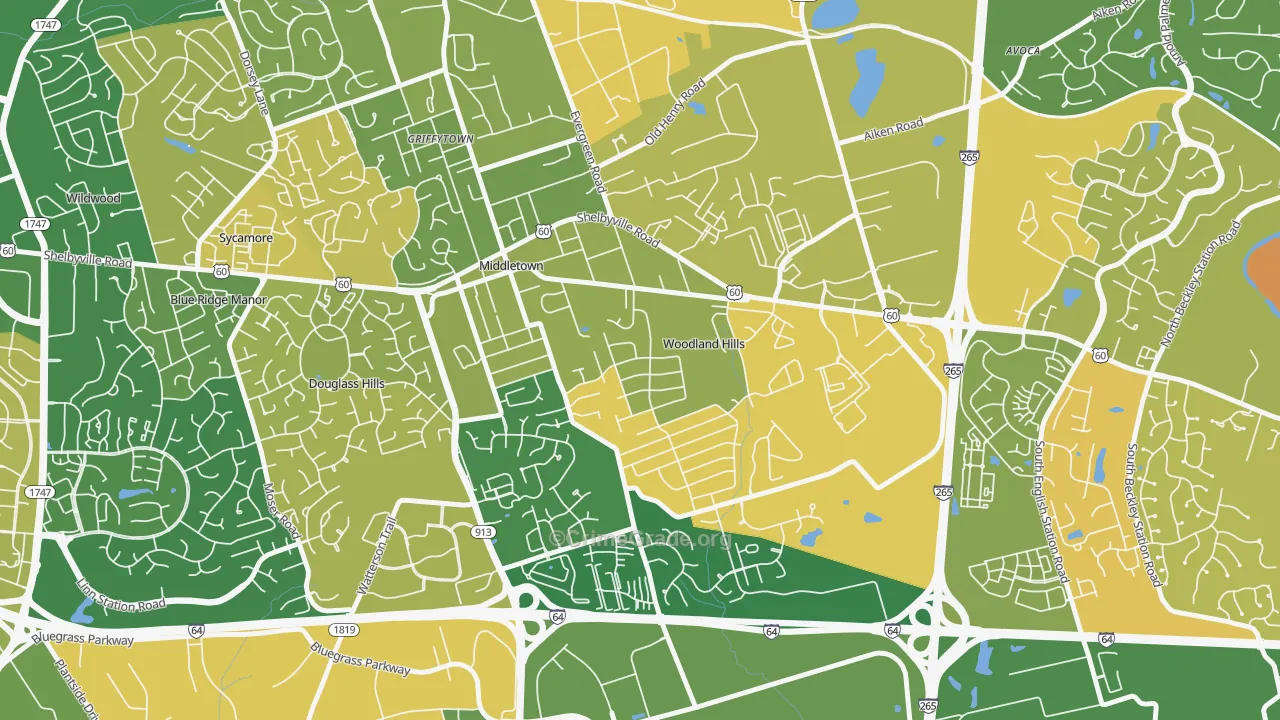 Woodland Hills, KY Map of Murder Rates