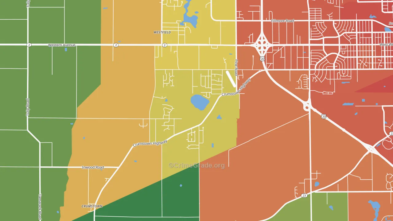 Woodland, IN Map of Murder Rates