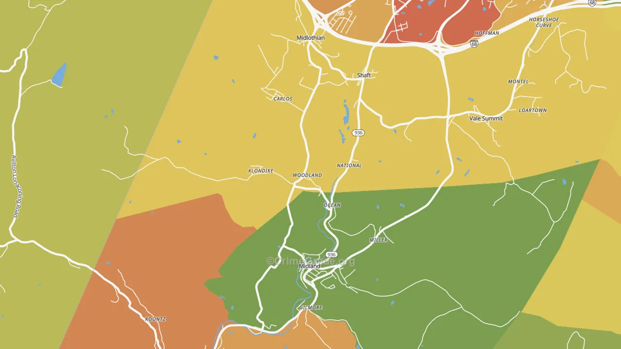Woodland, MD Map of Murder Rates