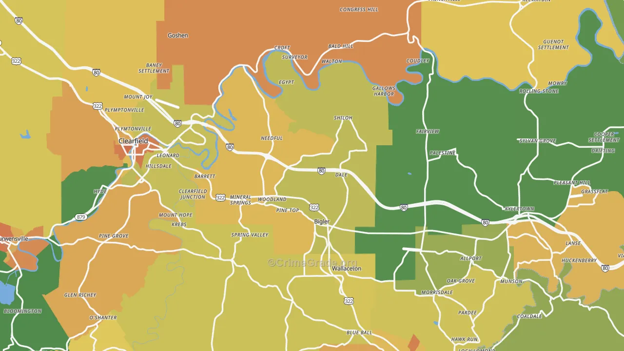 Woodland, PA Map of Murder Rates