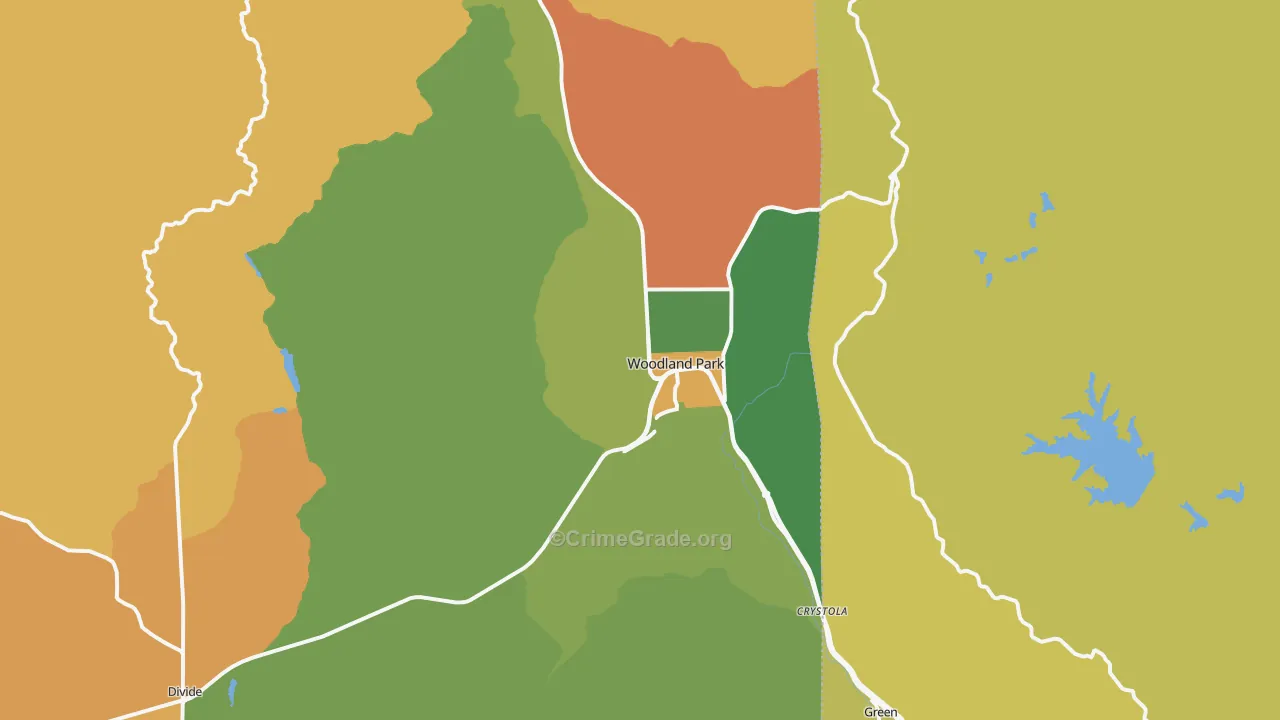 Woodland Park, CO Map of Murder Rates