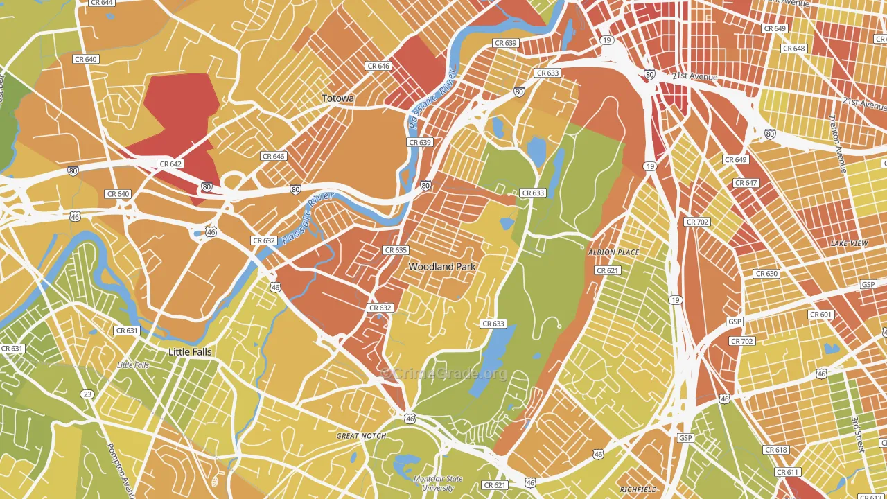 Woodland Park, NJ Map of Murder Rates