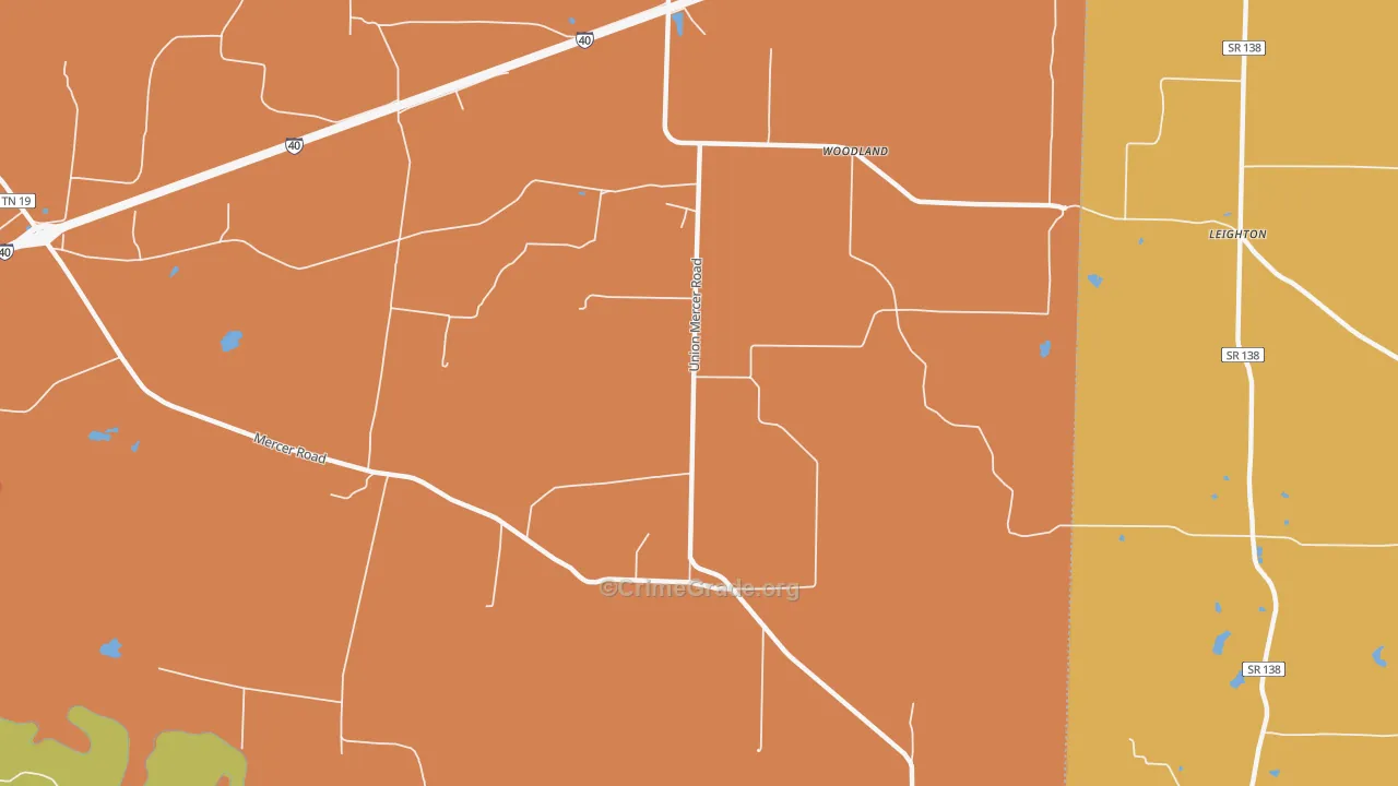 Woodland, TN Map of Murder Rates