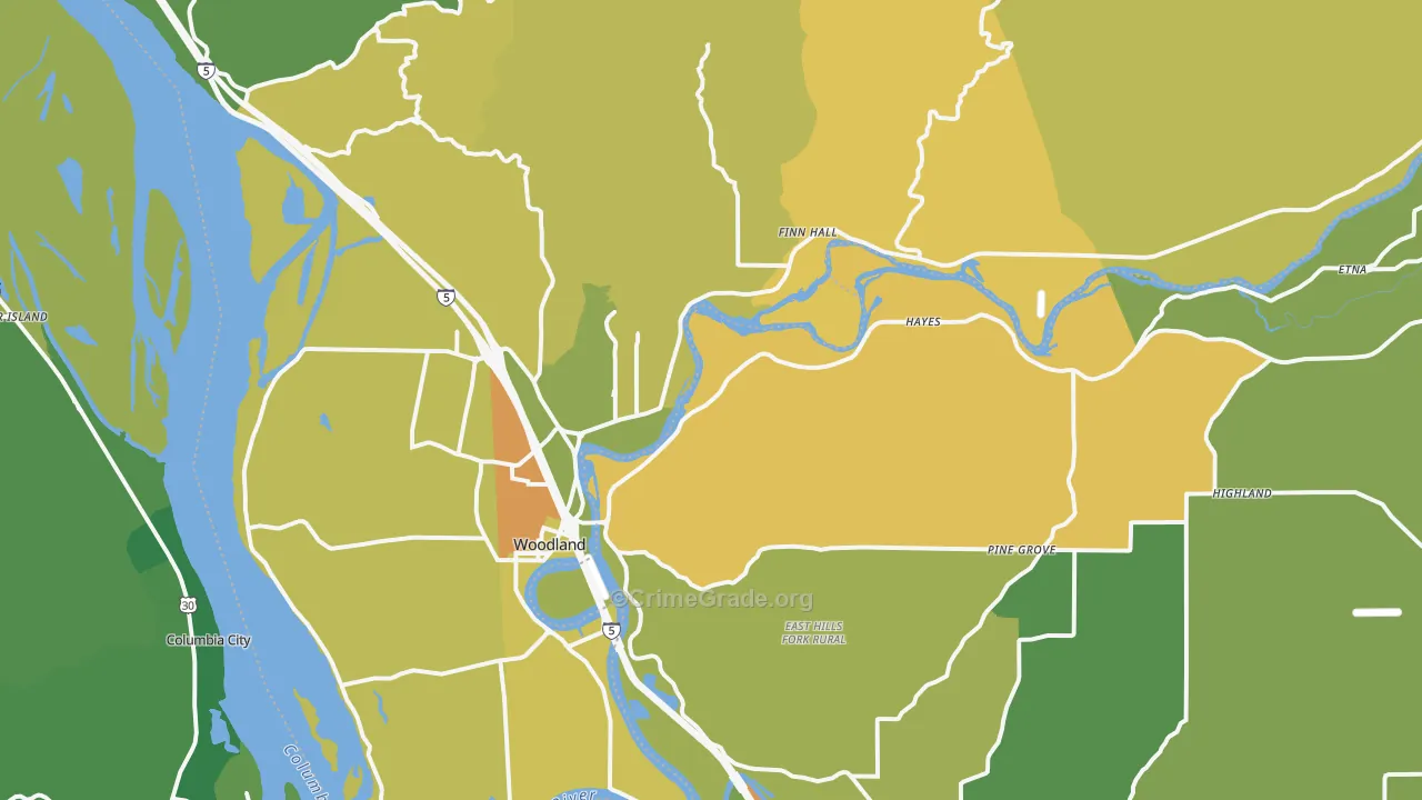 Woodland, WA Map of Murder Rates