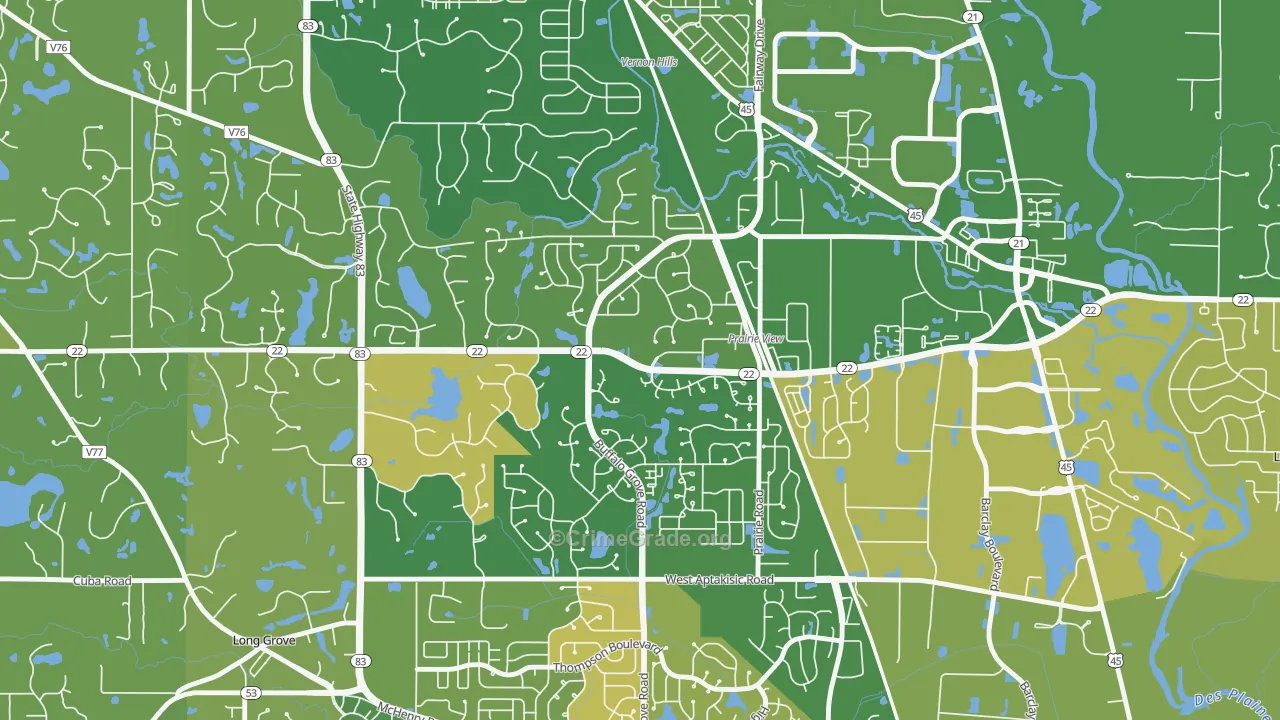 Woodlands at Fiore, Buffalo Grove, IL Map of Murder Rates