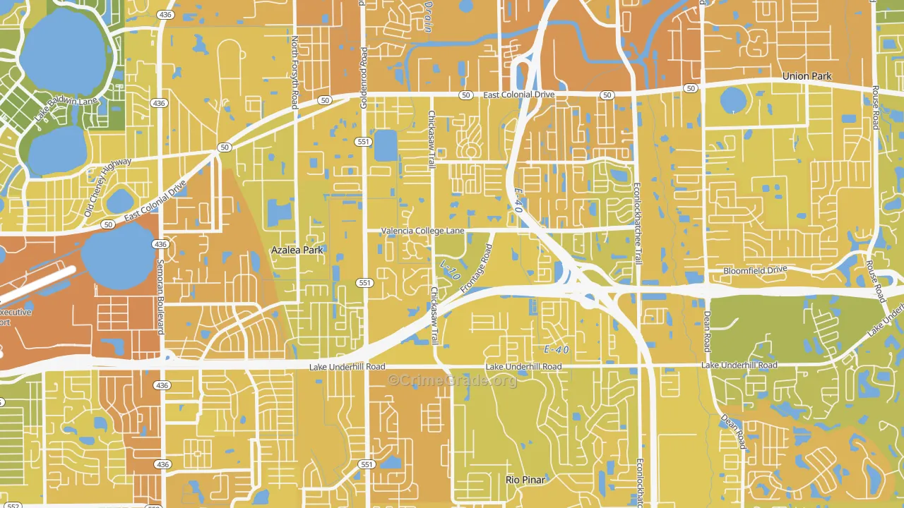 Woodlands-Orlando, Orlando, FL Map of Murder Rates