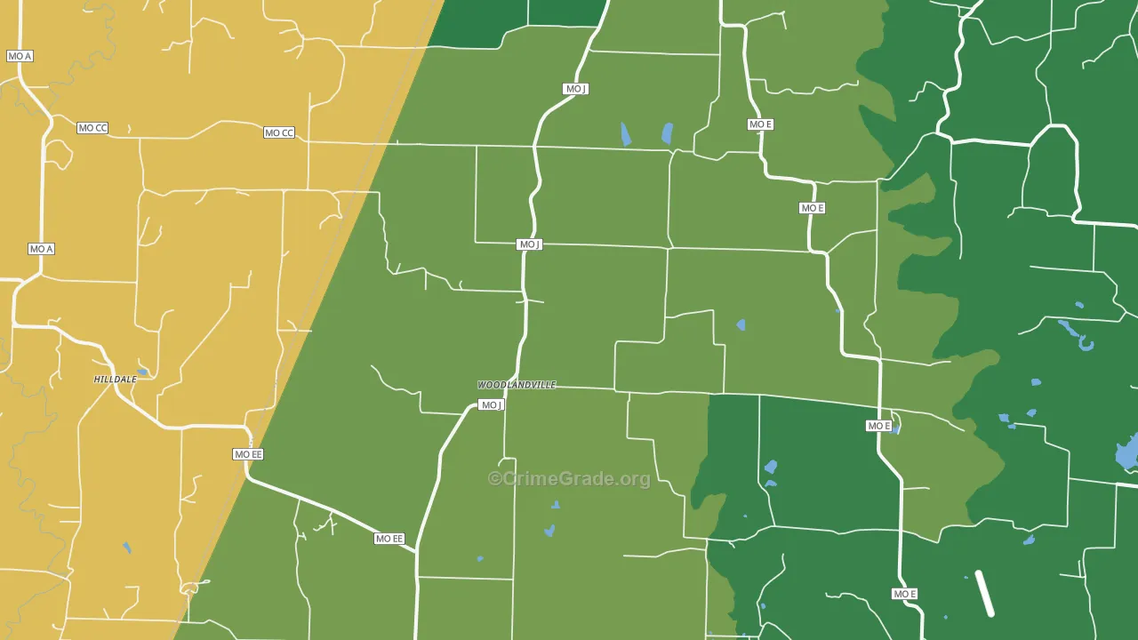 Woodlandville, MO Map of Murder Rates