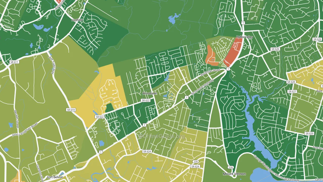 Woodlawn, Alexandria, VA Map of Murder Rates