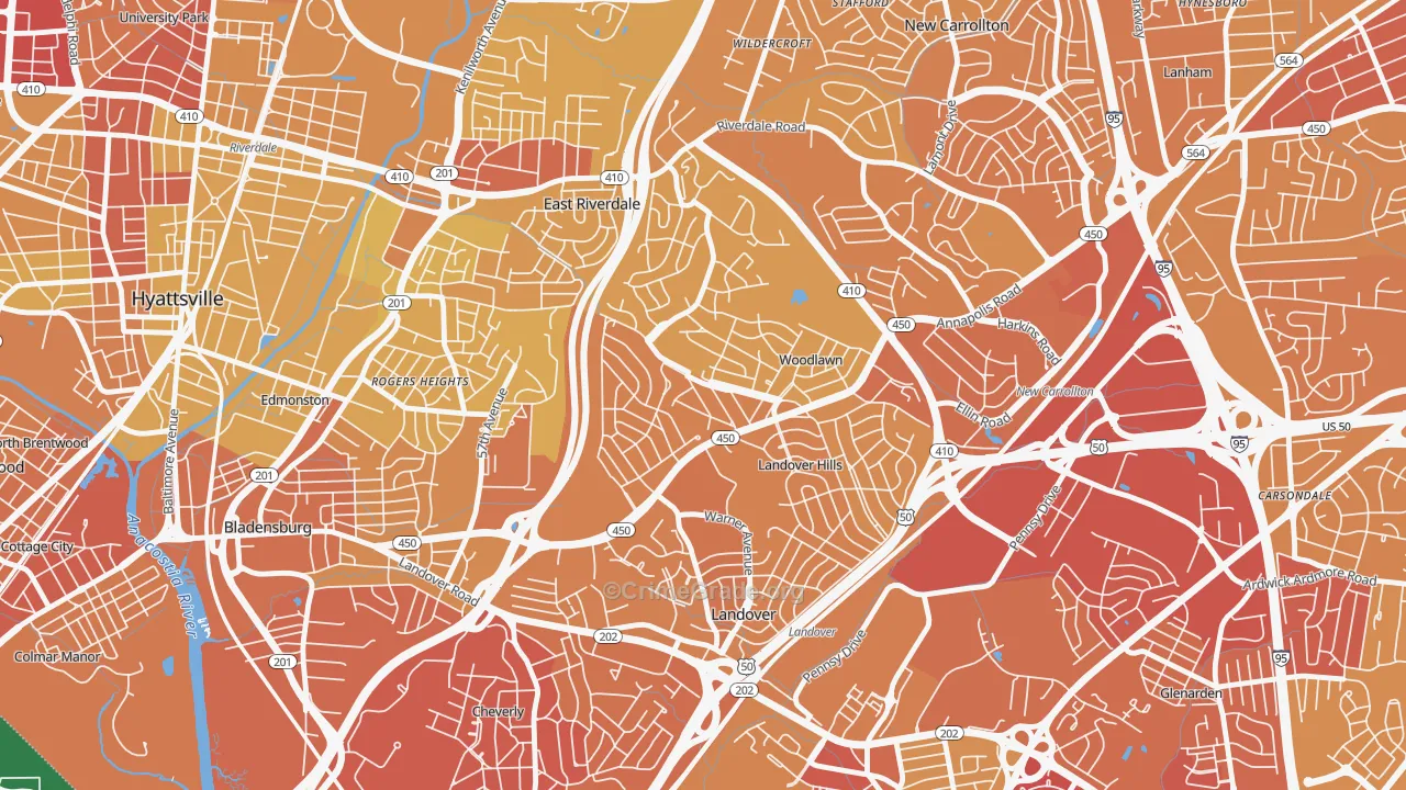 Woodlawn Hayattsville, Hyattsville, MD Map of Murder Rates