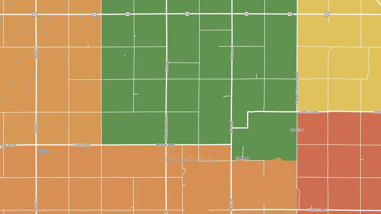 Woodlawn, KS Map of Murder Rates