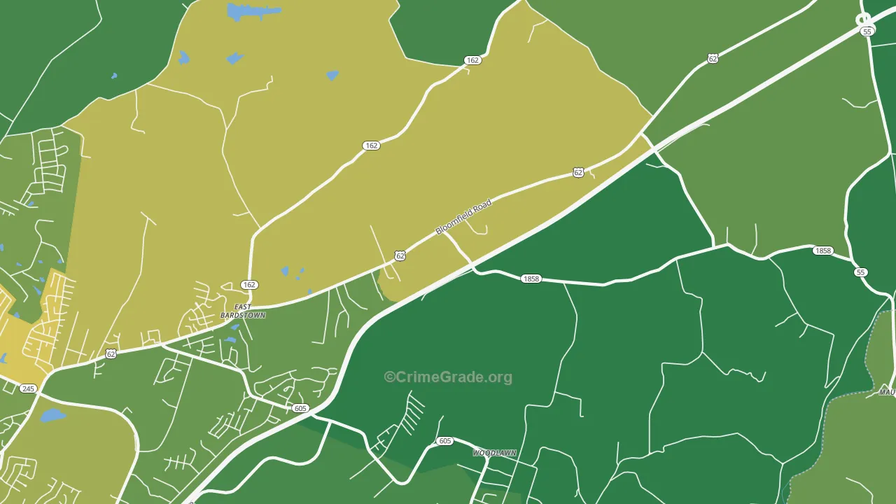 Woodlawn, KY Map of Murder Rates