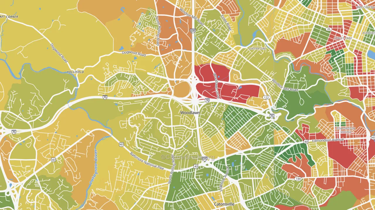Woodlawn, MD Map of Murder Rates